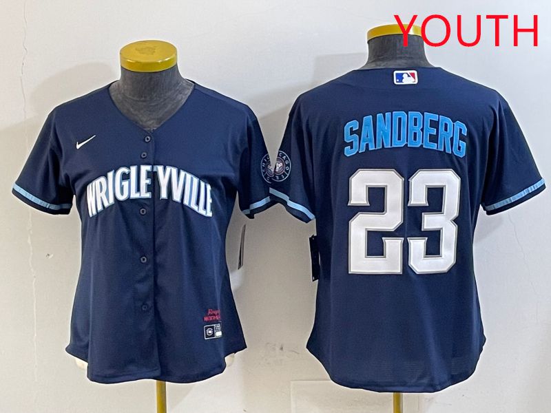 Youth Chicago Cubs #23 Sandberg Blue City Edition Game 2025 Nike MLB Jersey style 1